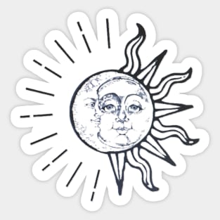 Moon and sun face Sticker